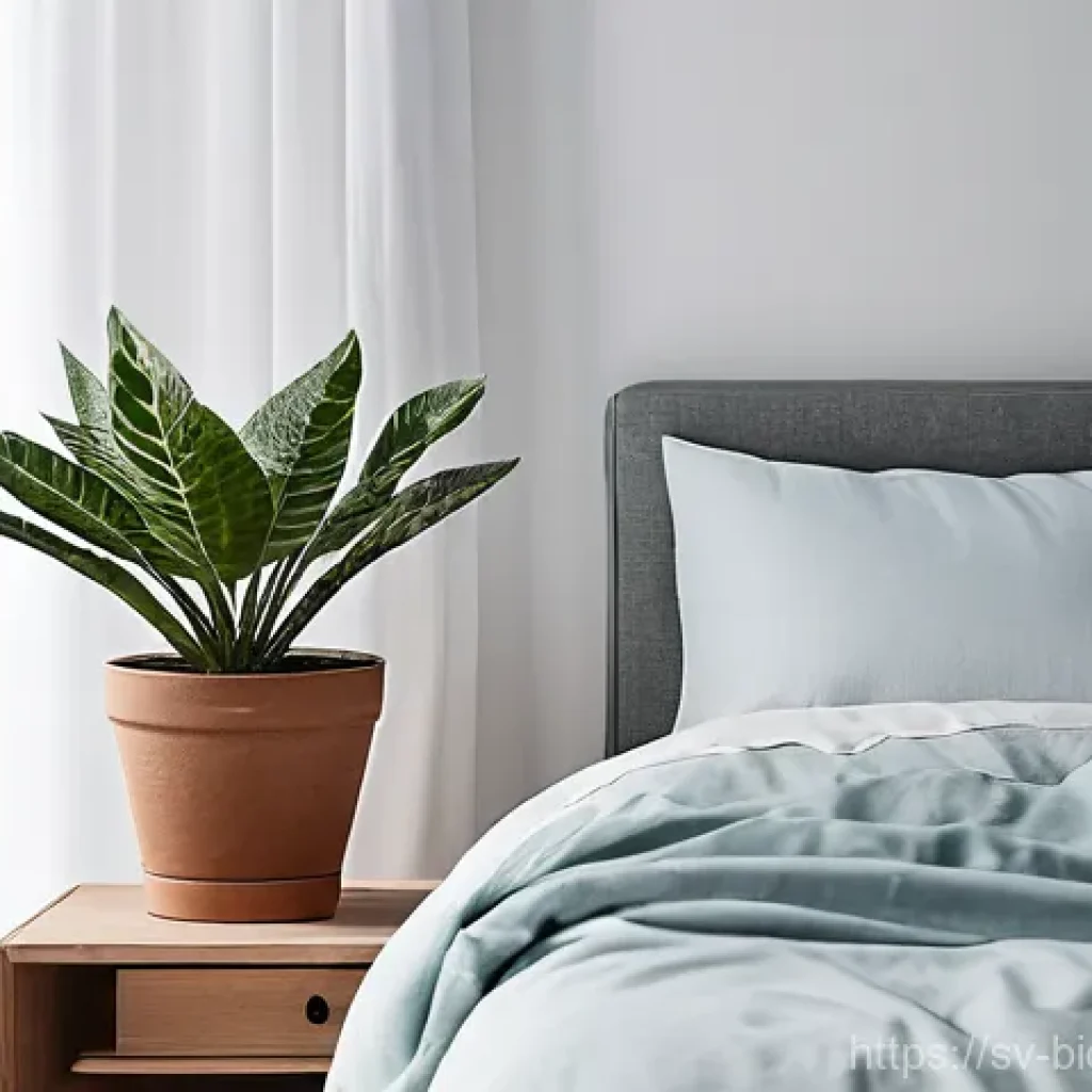 바이오해킹을 위한 심리적 안정 기법 - **Prompt:** A serene and inviting Scandinavian bedroom interior, bathed in the soft, diffused light ...