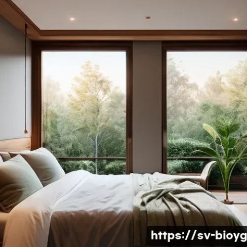 Home 24 바이오해킹과 노화 방지 기술 - **Prompt: "A serene and harmonious bedroom scene, bathed in soft, warm twilight. A person in comfort...