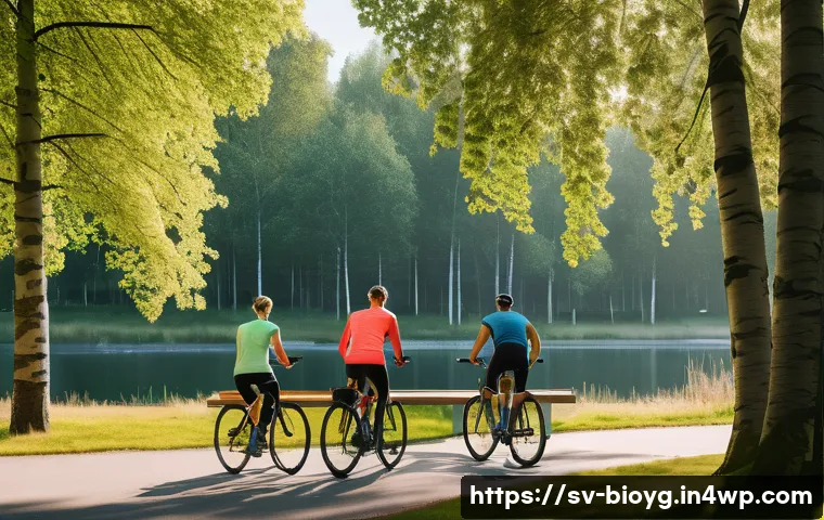 바이오해킹을 위한 유산소 운동 기법 - A detailed scene of a Swedish urban park during early morning, featuring a diverse group of adults e...